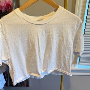 Josh Brown White Cropped T-Shirt-One size
